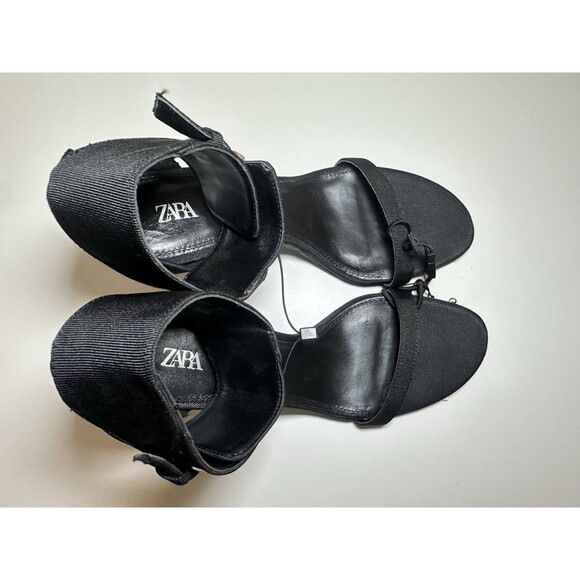 ZARA *NEW* Buckle Black High Heels Stiletto Sandals Ankle Strap Women US 9 EU 40 - Picture 8 of 13